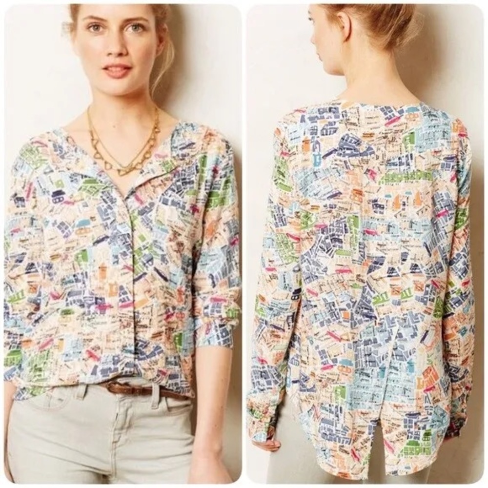 Anthro Maeve Map Shirt